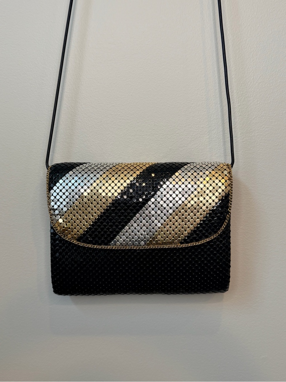 Jessica Stevens Vintage Metallic Mesh Evening Envelope Clutch Size 8x6inch